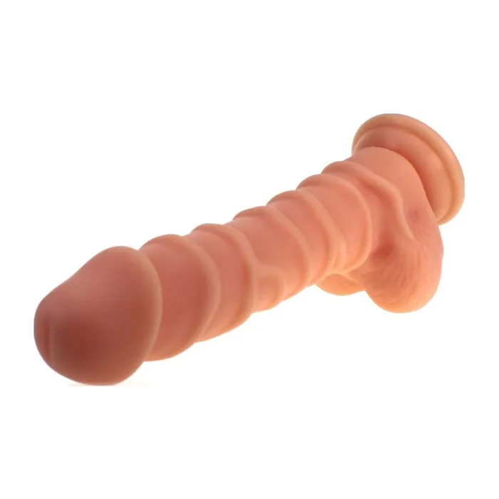 Dildos | X-MEN Realistic Dildo Ridged Shaft w Balls Flesh