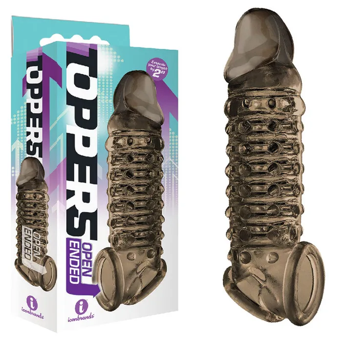 Icon Brands Male Sex Toys The 9s Toppers Open Ended Smoke Penis Extension Sleeve IC26742 Icon Brands Male Sex Toys The 9s Toppers Open Ended Smoke Penis Extension Sleeve IC26742