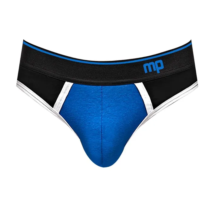 Male Power Anal | Retro Sport Panel Thong - S/ M - Black/ Blue Male Power Anal | Retro Sport Panel Thong - S/ M - Black/ Blue