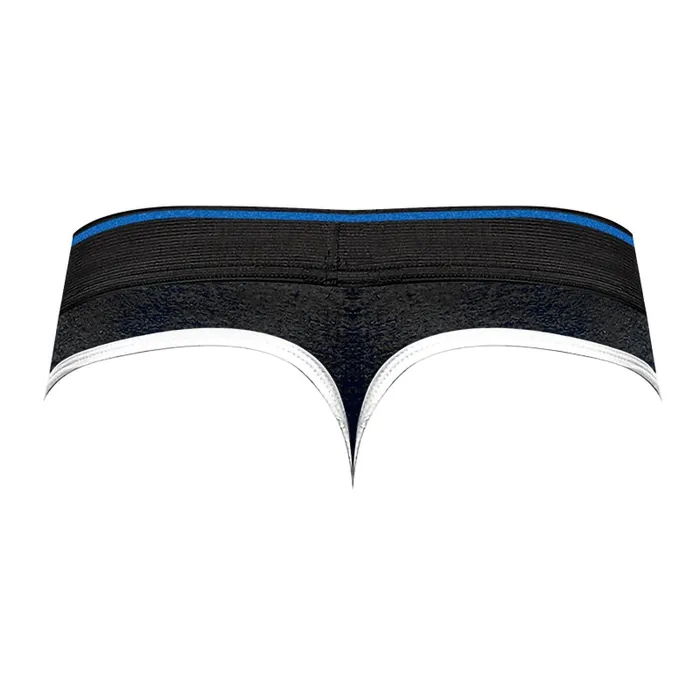 Male Power Anal | Retro Sport Panel Thong - S/ M - Black/ Blue Male Power Anal | Retro Sport Panel Thong - S/ M - Black/ Blue