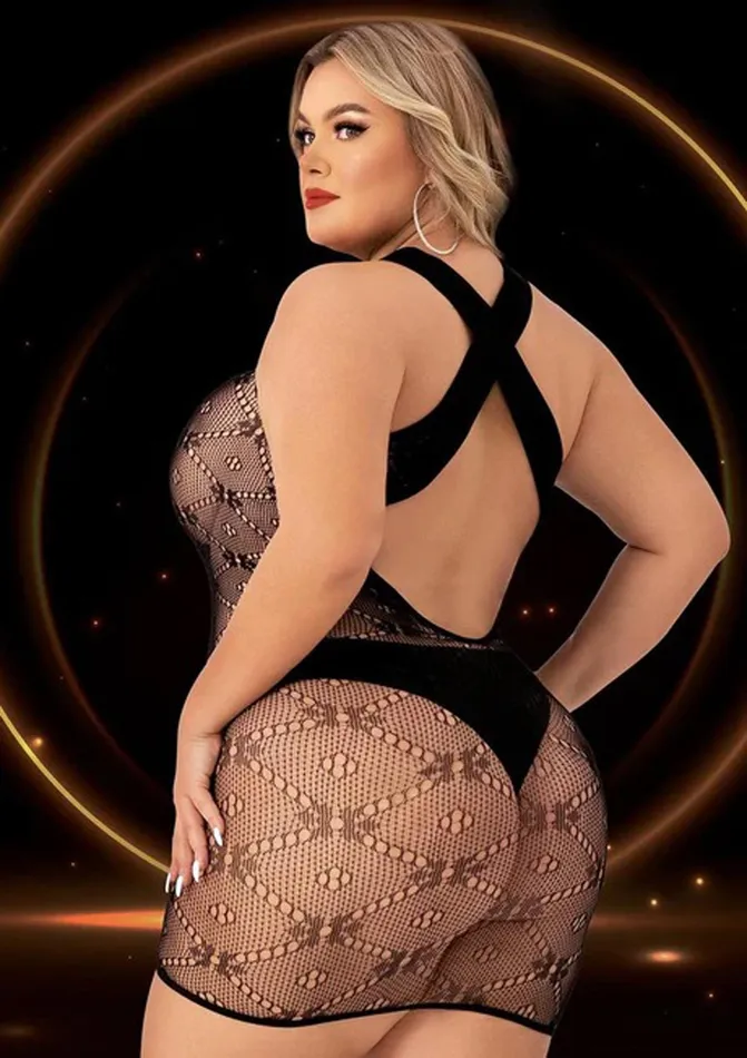 Anal Lapdance Halter Top Mini Dress Queen Size Black