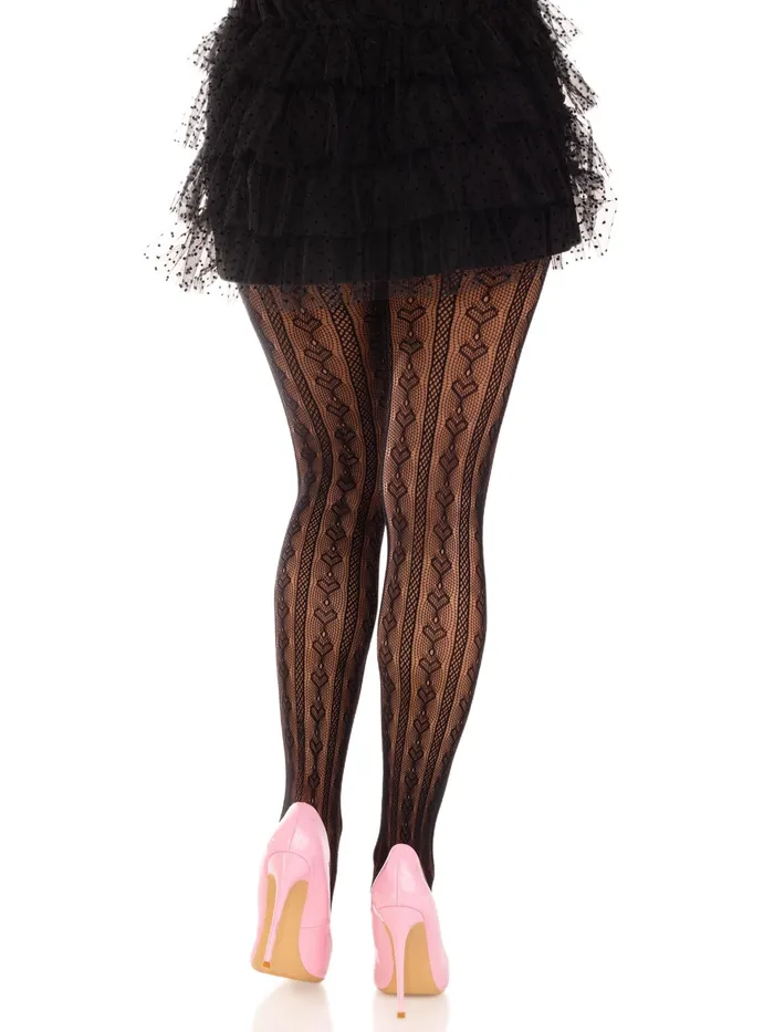 Bodystockings Playsuits Sweetheart Striped Net Tights With Keyhole and Mini Bow Detail One Size Black Leg Avenue Bodystockings Playsuits Sweetheart Striped Net Tights With Keyhole and Mini Bow Detail One Size Black Leg Avenue