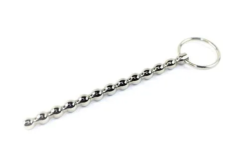 Anal Touch of Fur Stainless Steel Beaded Sounding Rod
