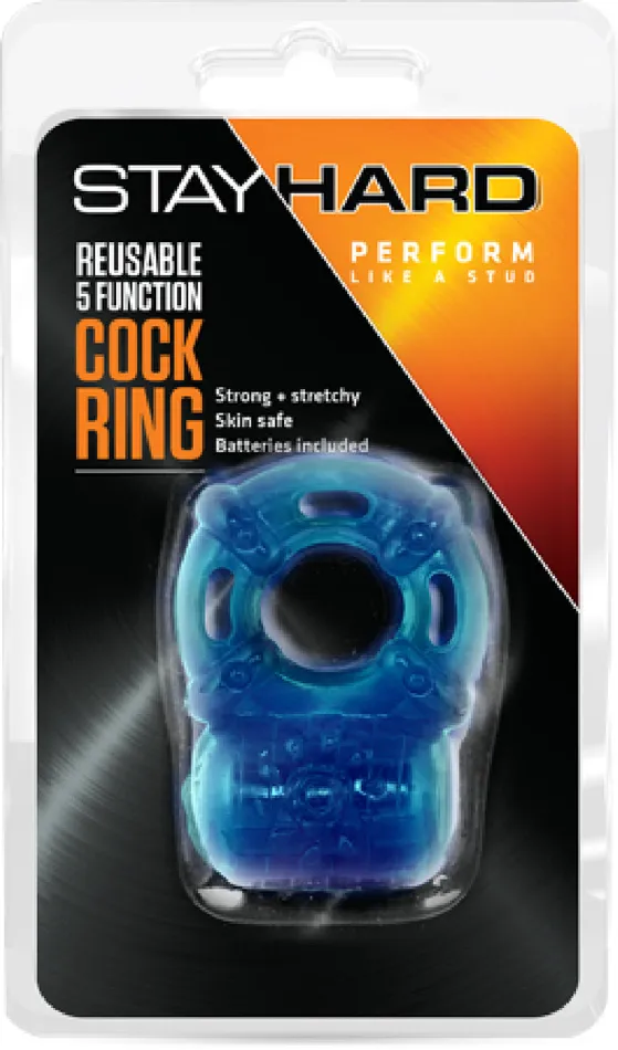Blush Novelties Vibrators Reusable 5 Multi Function Vibrator Cockring Sex Toy Adult Pleasure Blue