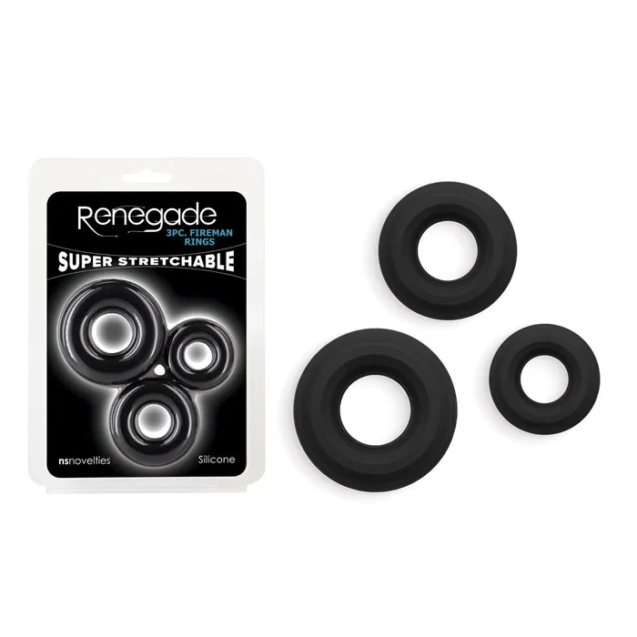 Male Sex Toys NS Novelties Renegade 3pc Fireman Rings Cock Rings Set of 3 Sizes Male Sex Toys NS Novelties Renegade 3pc Fireman Rings Cock Rings Set of 3 Sizes