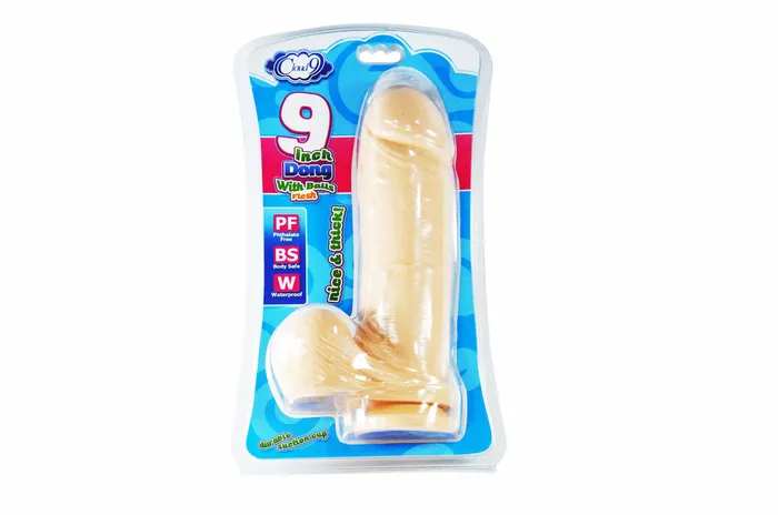 Cloud 9 Novelties Dildos Cloud 9 Thick Dong WBalls Suction Flesh 9in