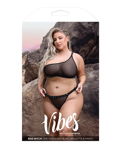 Anal Vibes Bad Bitch One Shoulder Bling Bralette Panty Black Fantasy Lingerie Anal Vibes Bad Bitch One Shoulder Bling Bralette Panty Black Fantasy Lingerie