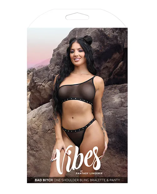 Anal Vibes Bad Bitch One Shoulder Bling Bralette Panty Black Fantasy Lingerie Anal Vibes Bad Bitch One Shoulder Bling Bralette Panty Black Fantasy Lingerie