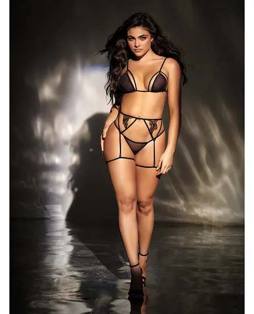 Mesh Top Wadjustable Coverage Garter Belt Thong Black Mapale Anal