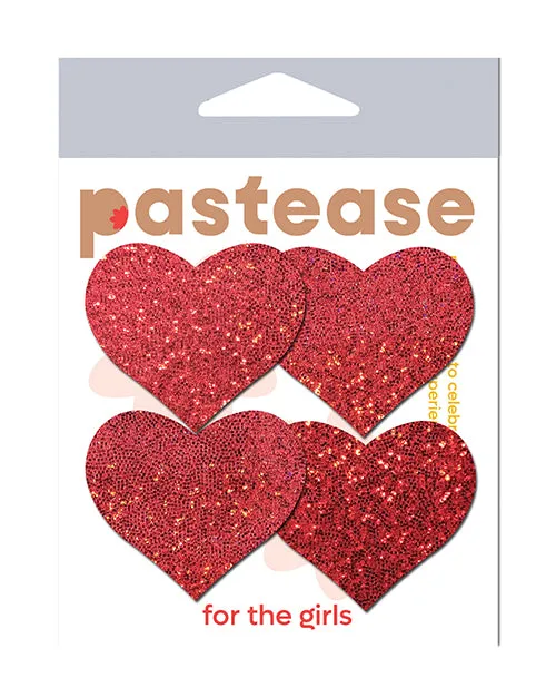 Pastease Pastease Premium Petites Glitter Heart Red Os Pack Of 2 Pair Anal