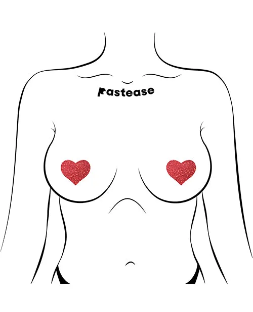 Pastease Pastease Premium Petites Glitter Heart Red Os Pack Of 2 Pair Anal
